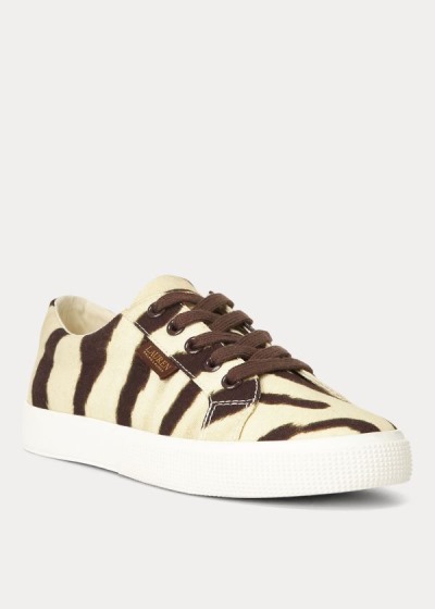 Zapatillas Ralph Lauren Mujer Creme / Cafes - Jaycee Zebra Canvas - MZRNK6538